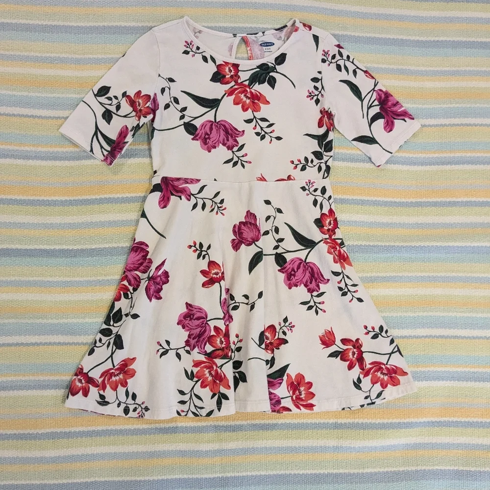 Old Navy floral print knit dress size Small 6/7